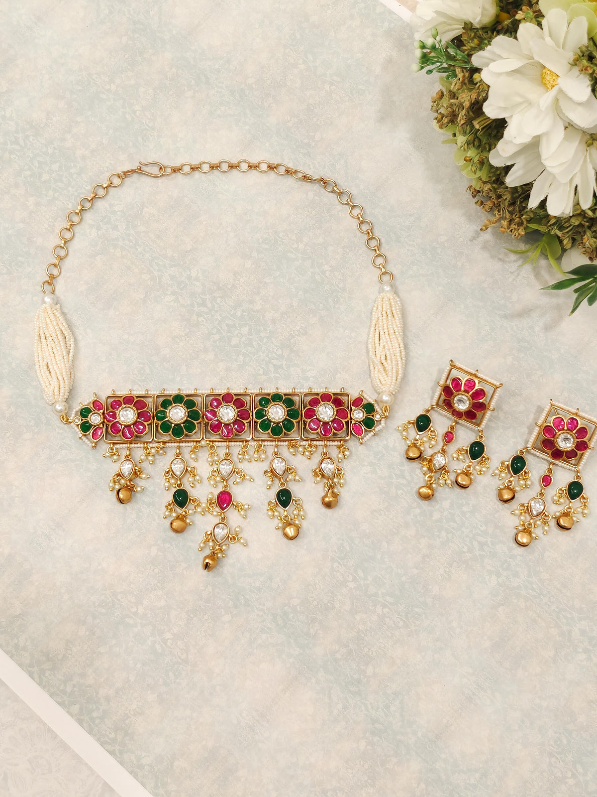 Kashvi Pearl Temple Necklace