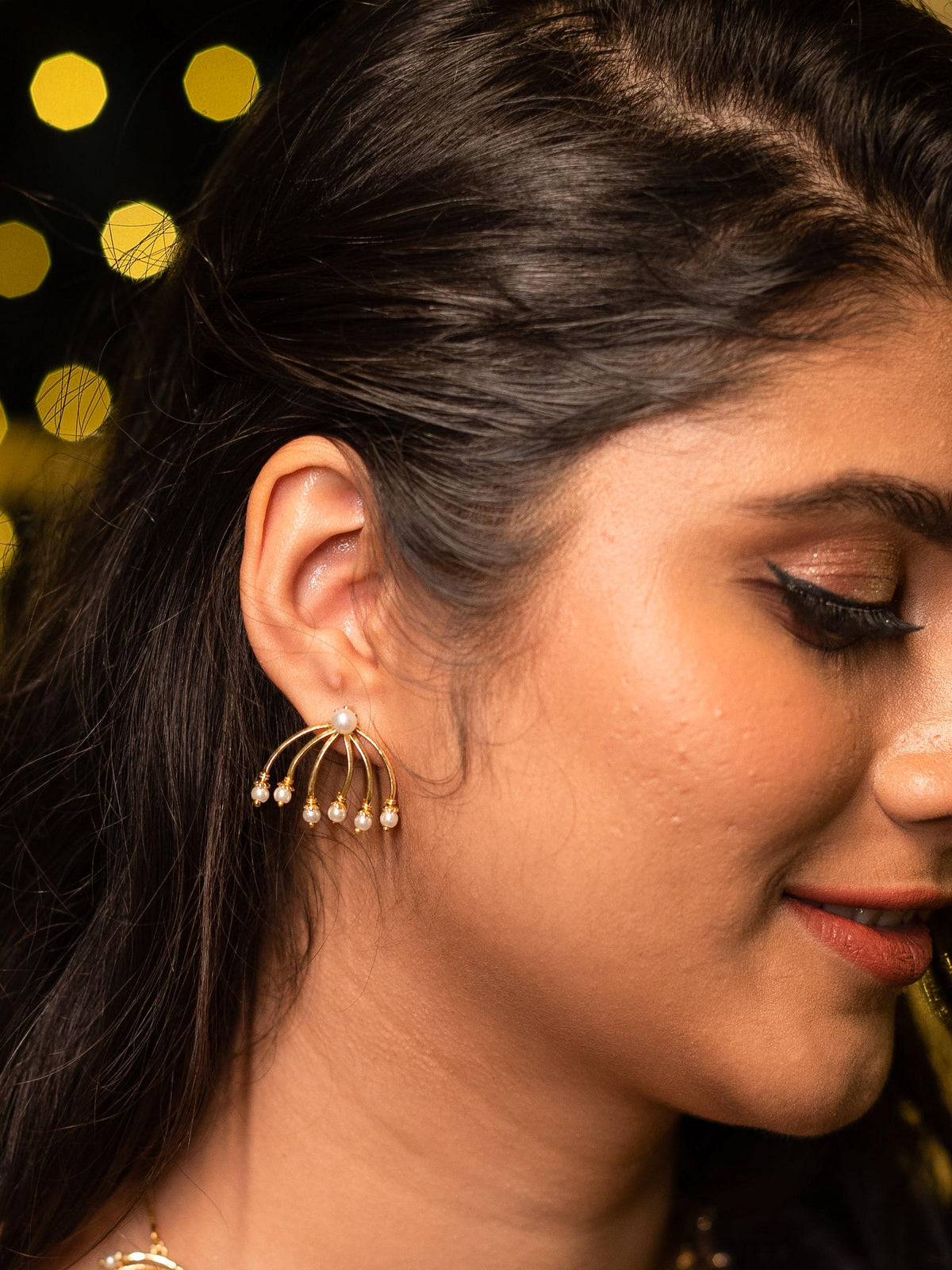 Lotus Pearl Stud Earrings