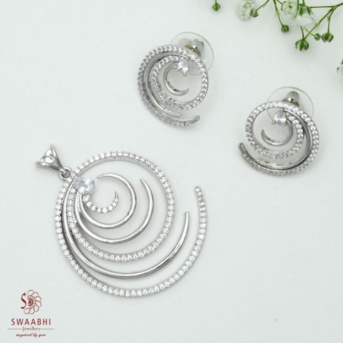 Buy Circles CZ Pendant Set – Latest Designs for Girls | Swaabhi.com 6