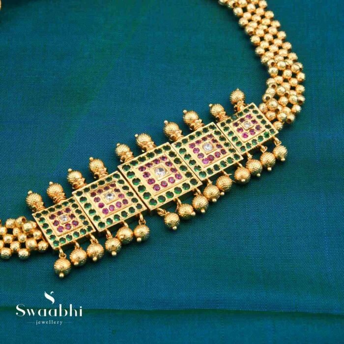 Gold-Plated Choker Necklace-Green