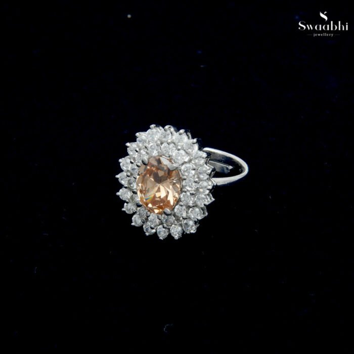Buy American Diamond Peach Stone Ring | Swaabhi.com | 46