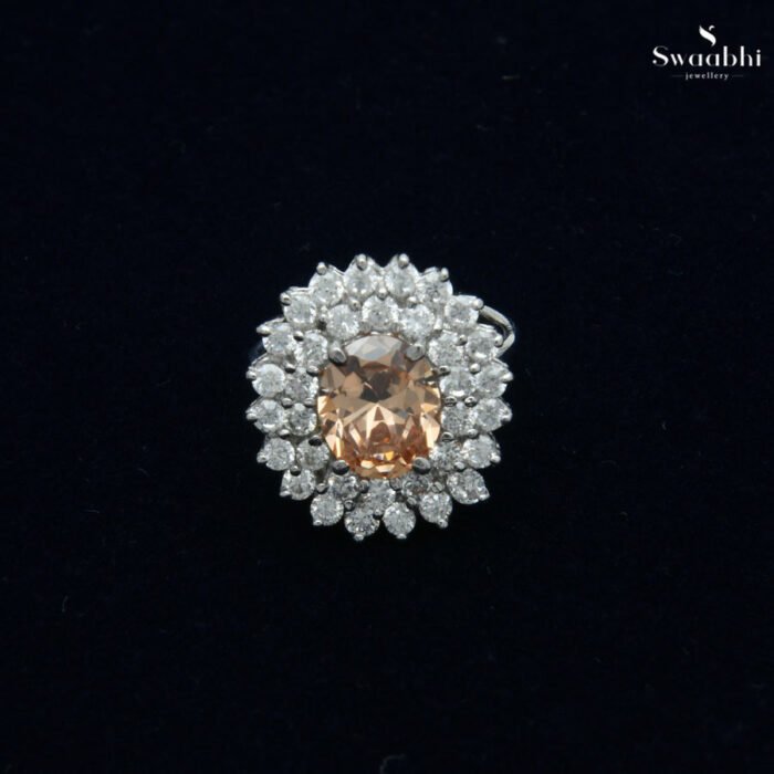 Buy American Diamond Peach Stone Ring | Swaabhi.com | 46