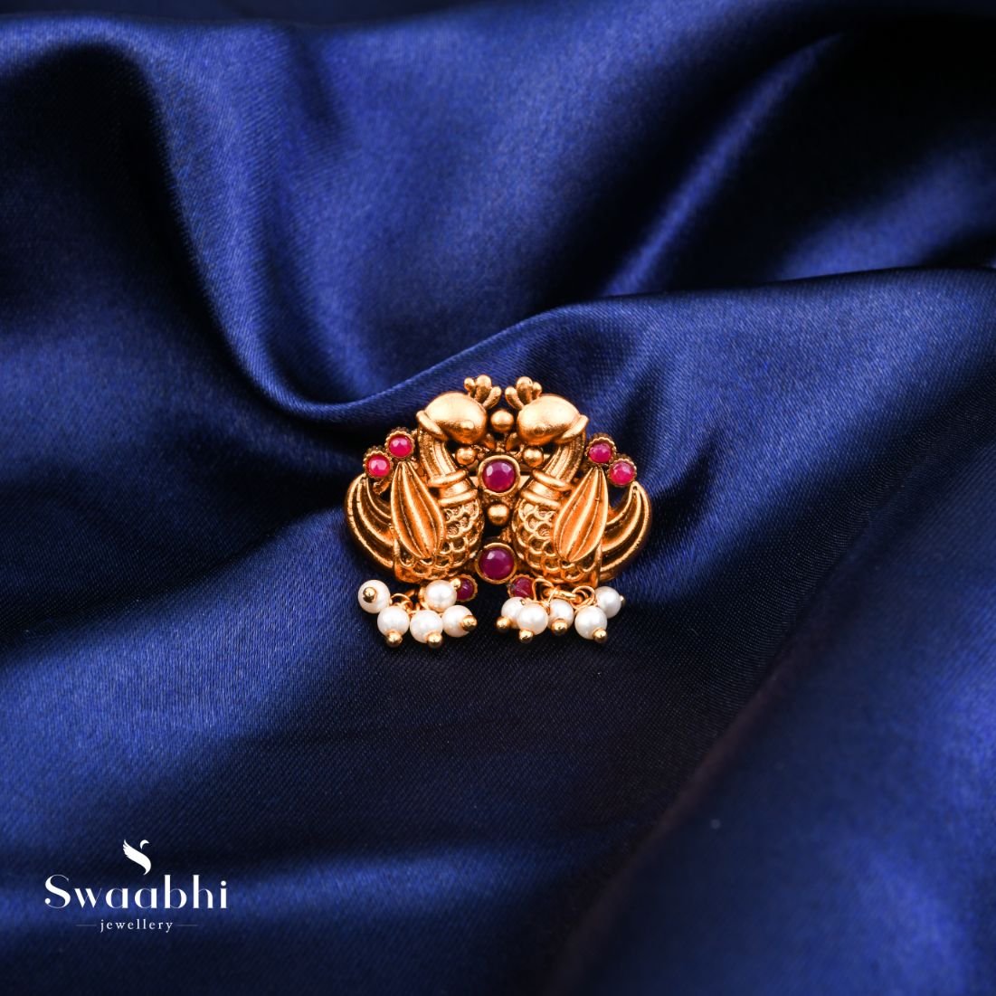 Buy Peacock Pearl Temple Ring Best Designs for girls | Swaabhi.com