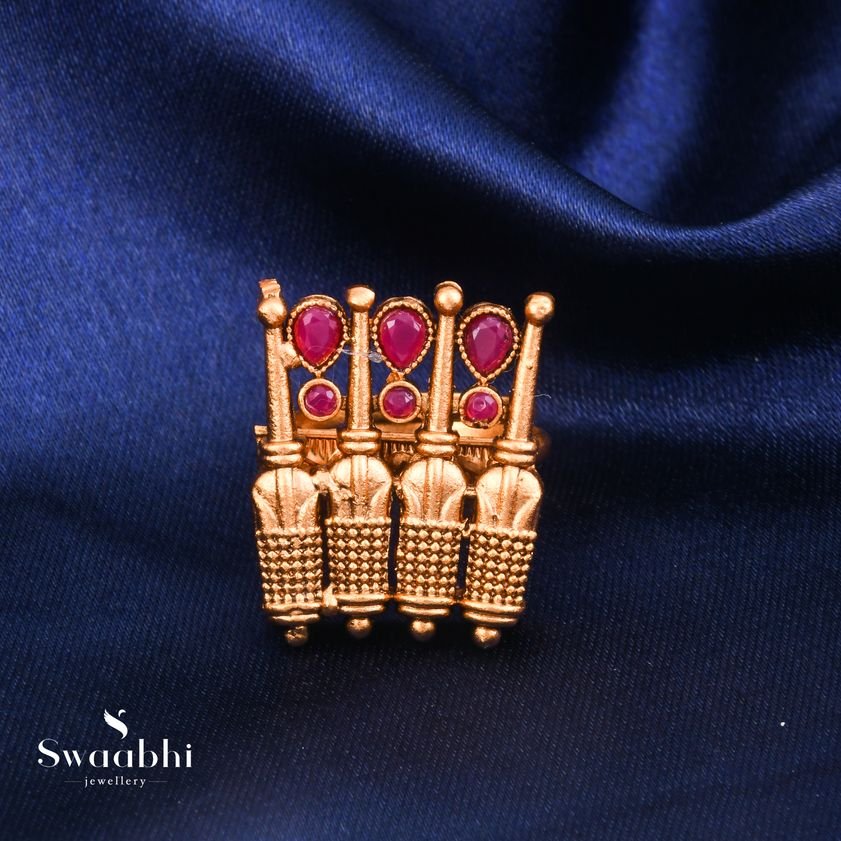 Pink Drop Temple Ring – Best Designs for girls | Swaabhi.com