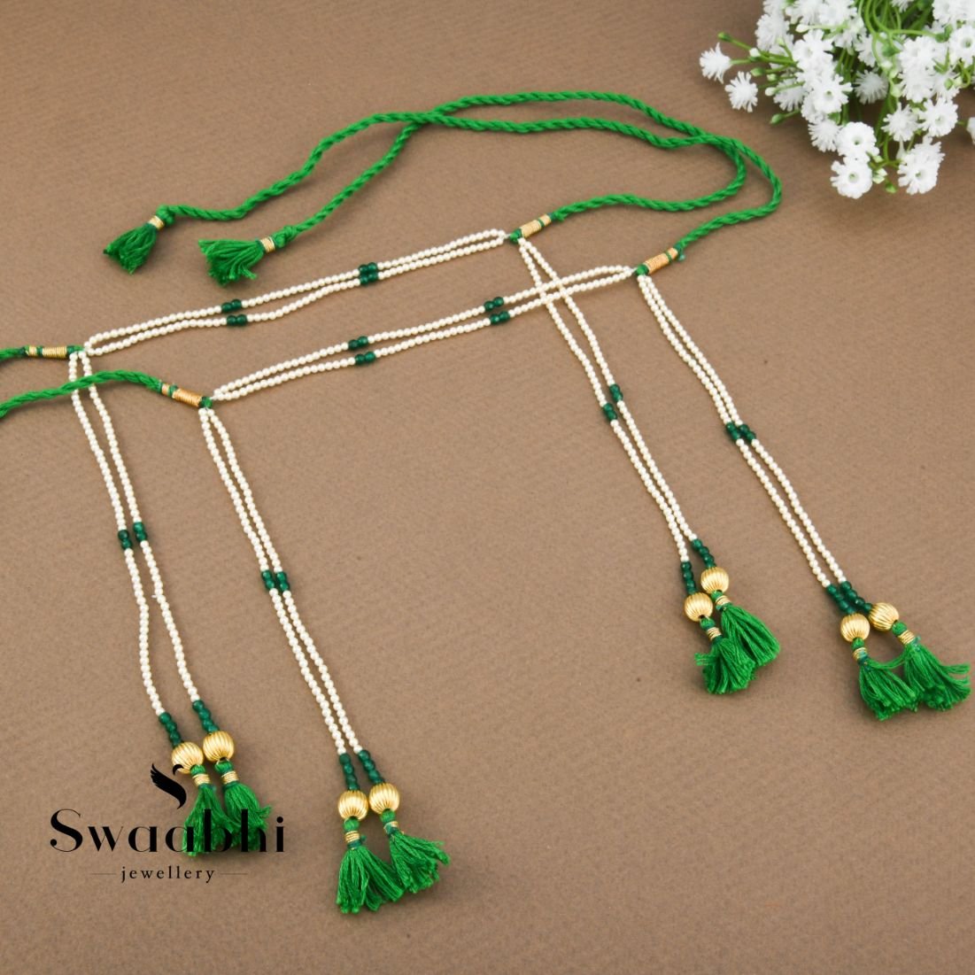 Buy Green Beads Pearl Mundavali | Swaabhi.com