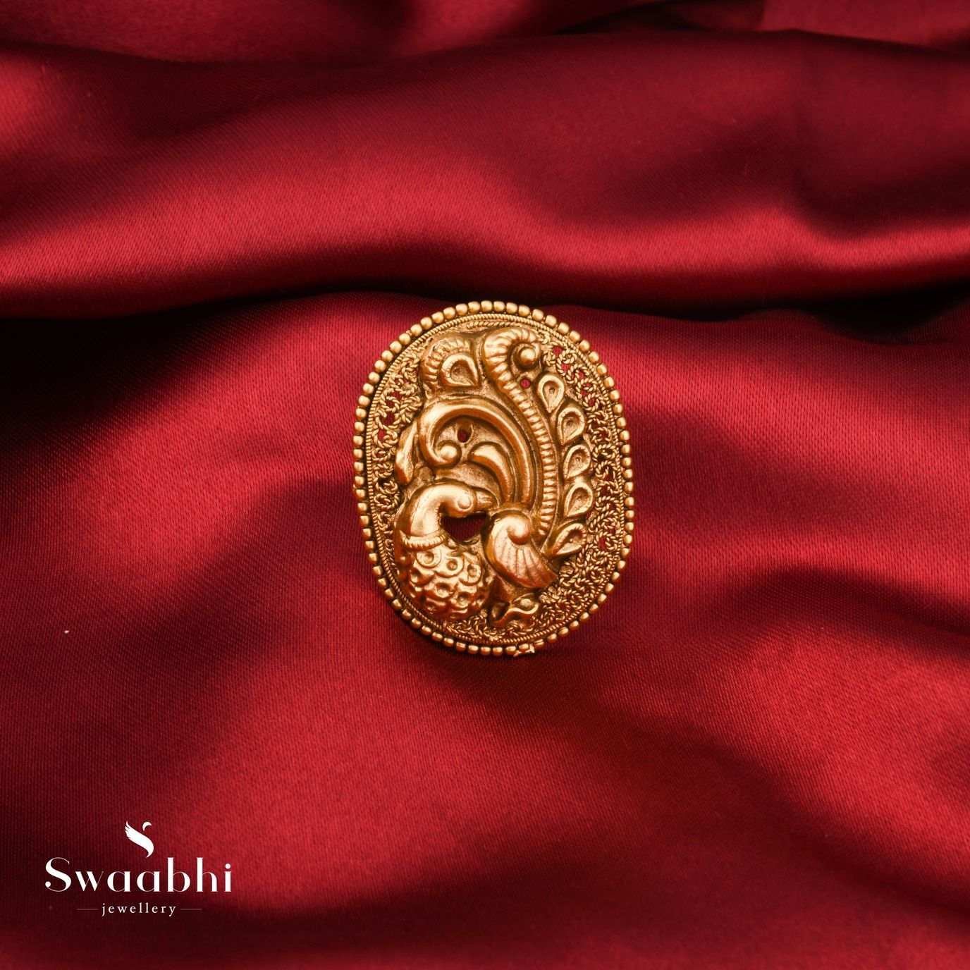 uy Peacock Matte Gold Ring – Best Designs for girls | Swaabhi.com