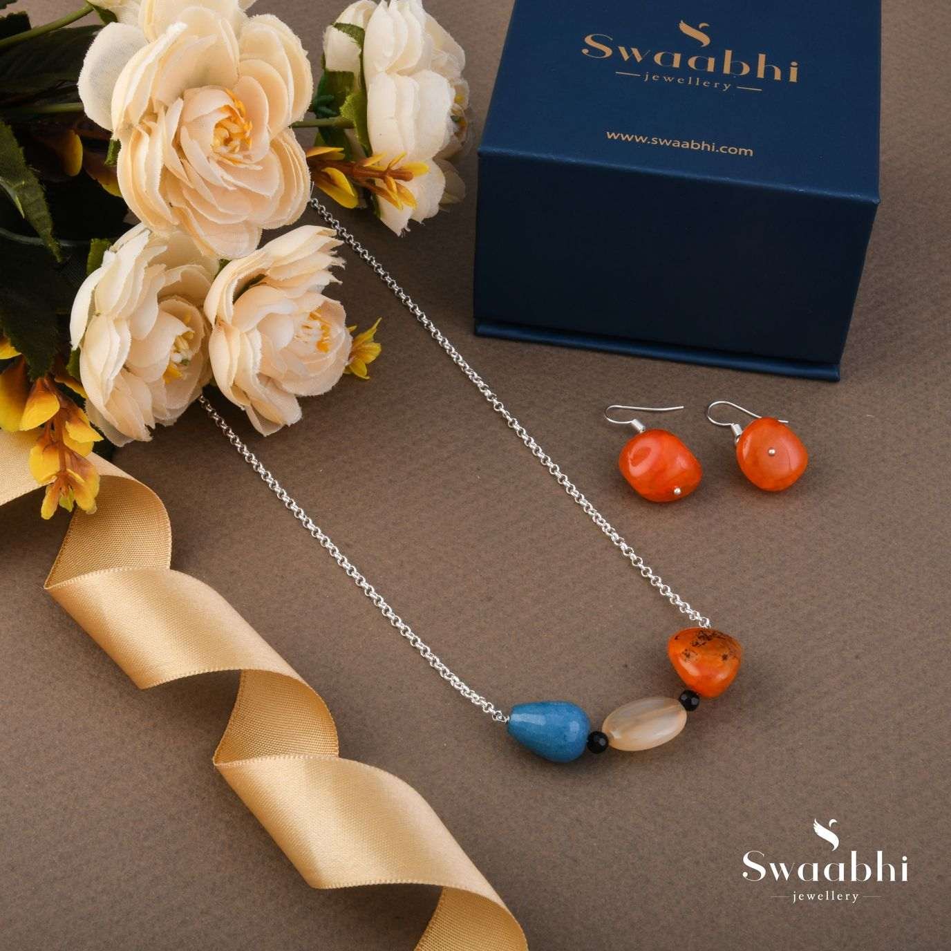 Gemstone Tri-Colour Necklace Gift Box