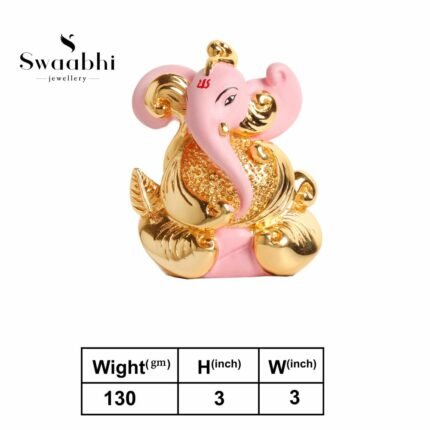 Ganesh Idol-Pink-Gold Toned