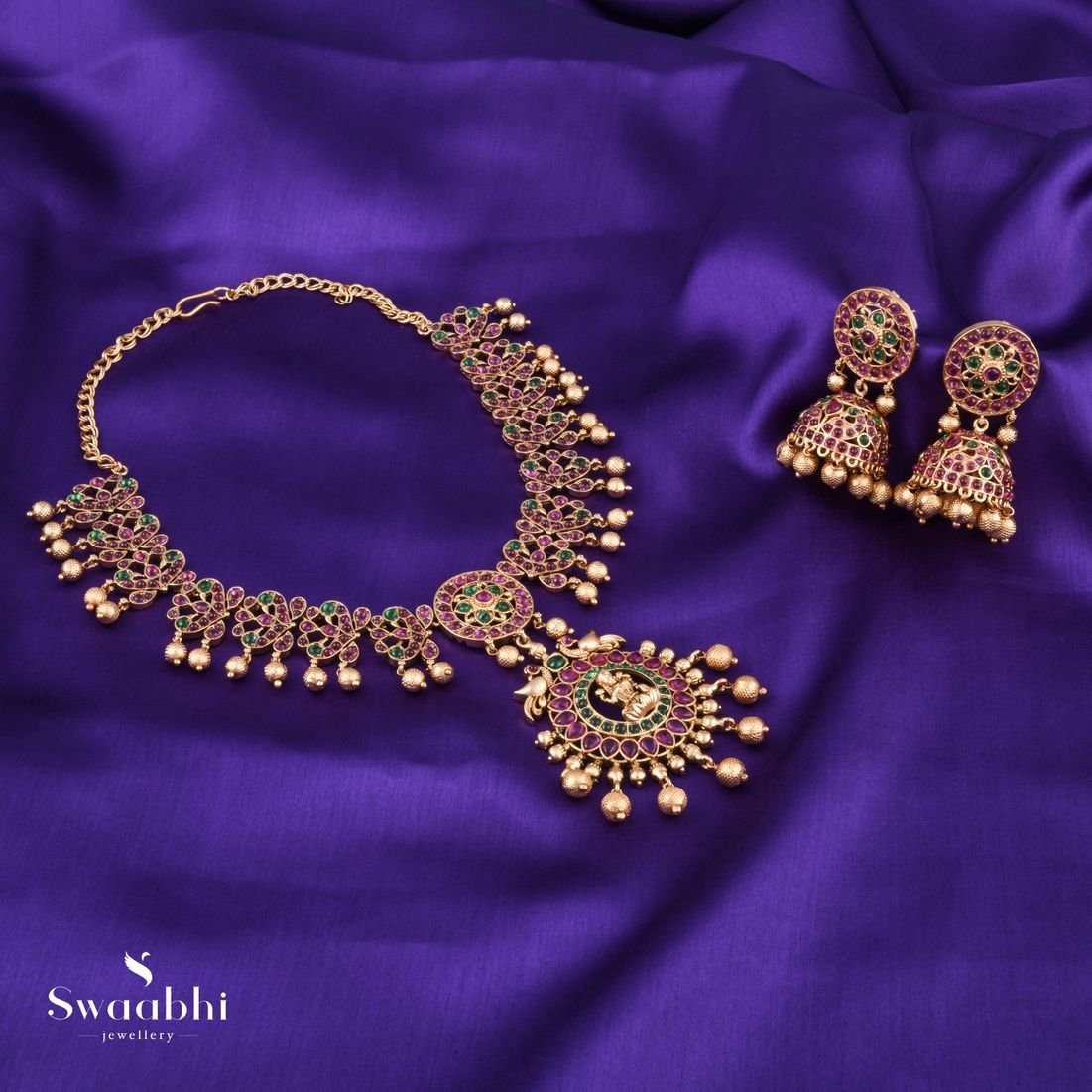 Buy Lakshmi temple short necklace (2)swaabhi.com