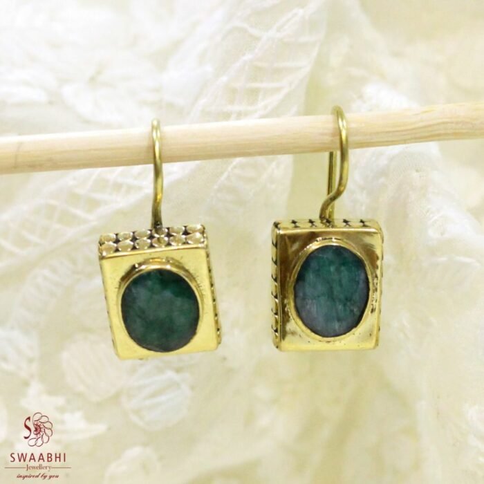 Buy Square Antique Stone Earrings Swaabhi.com (2)