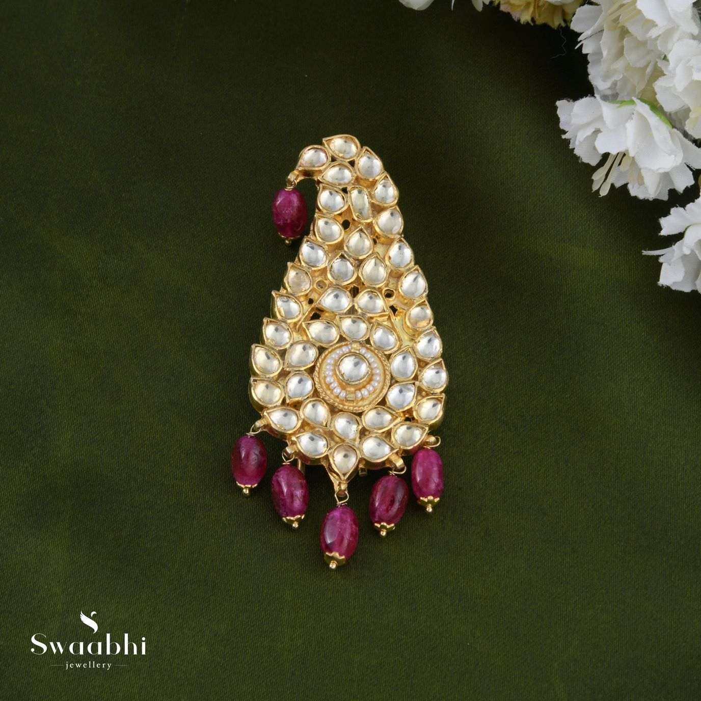 Buy White Jadau Sarpech |Swaabhi.com