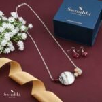 White-Brown Tumble Stones Silver Chain Gift Box