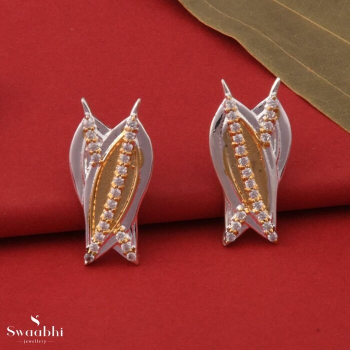Bay Leaf Gold+Silver Earrings-Spice Design