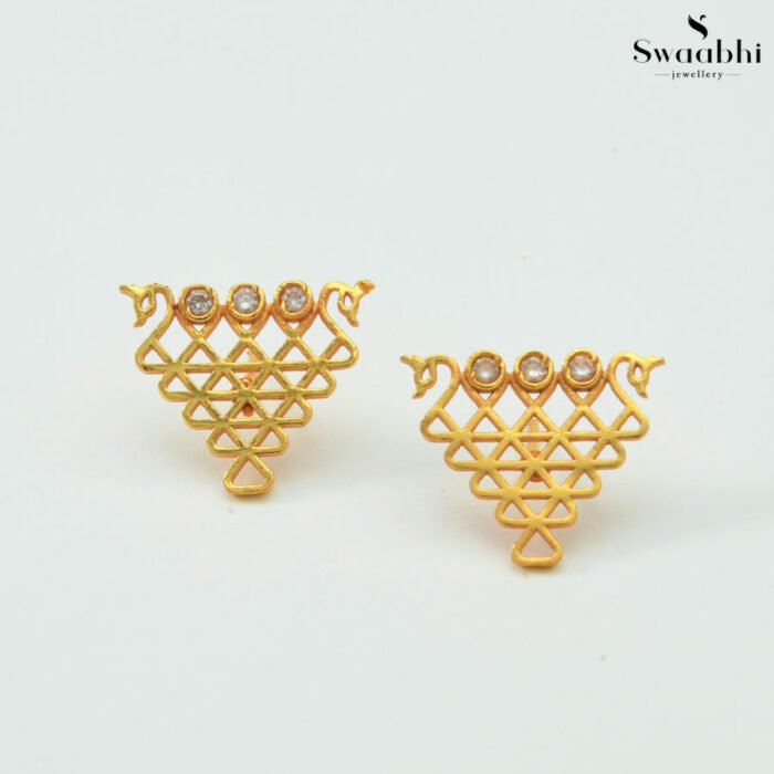 Saraswati Peacock Stud Earrings -Rangoli Design
