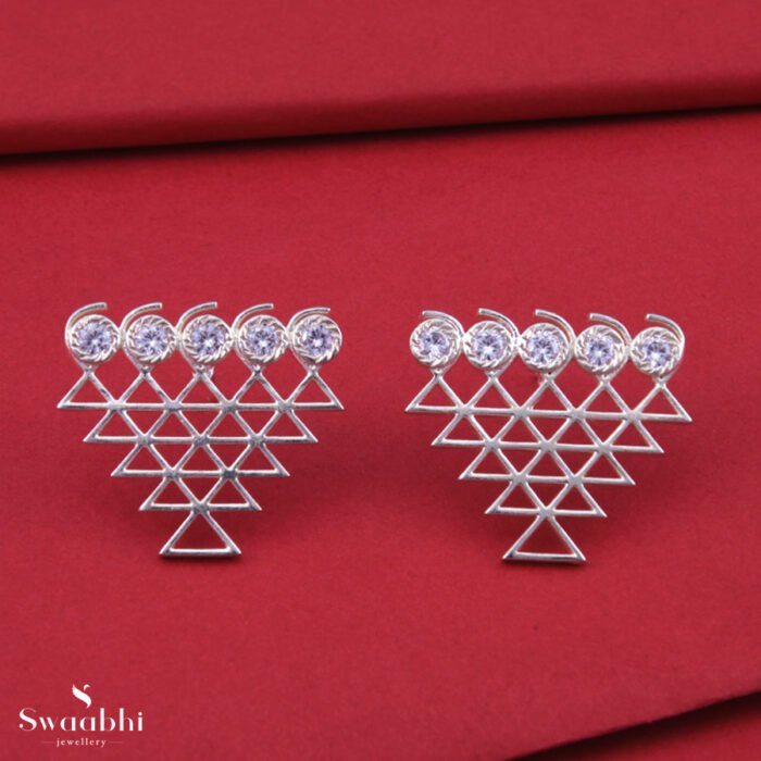 Saraswati Gold Stud Earrings - Rangoli Design