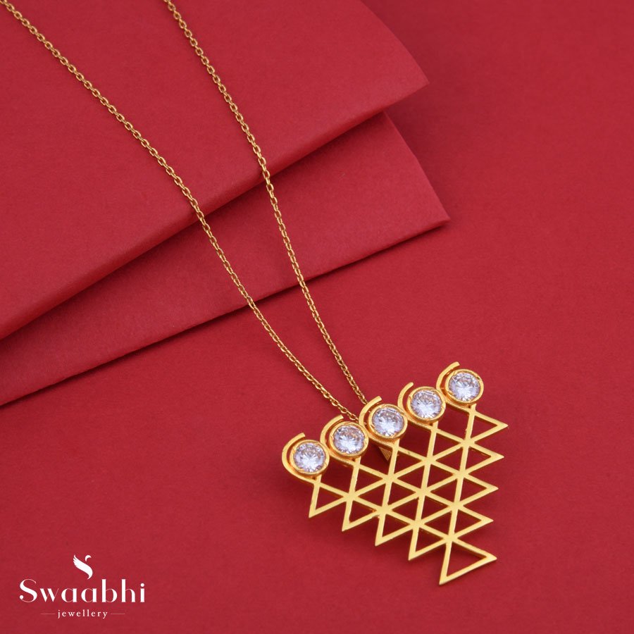 Saraswati Gold Necklace-Rangoli Design