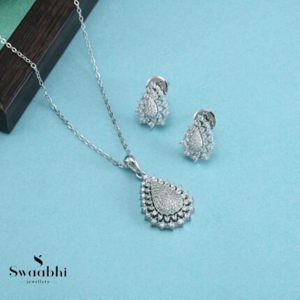 Drop Shape CZ Pendant Set