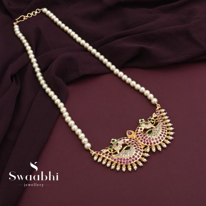 Buy Maharashtrian Pearls Mayurmukhi Necklace (2)|Swaabhi.com