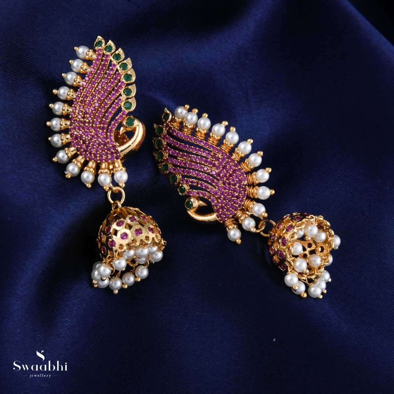 Peacock Pearls Earrings (2)