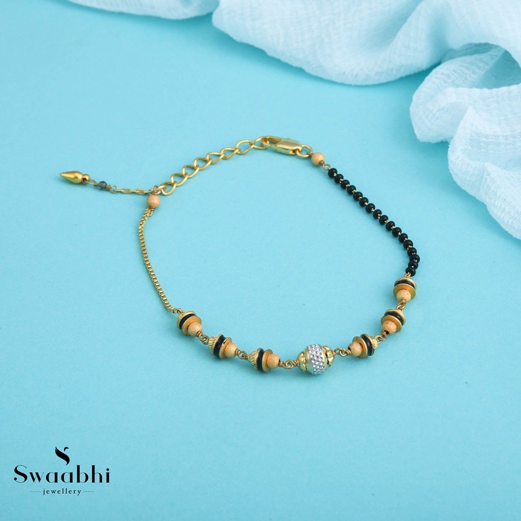 Matte Gold Beads Mangalsutra Bracelet