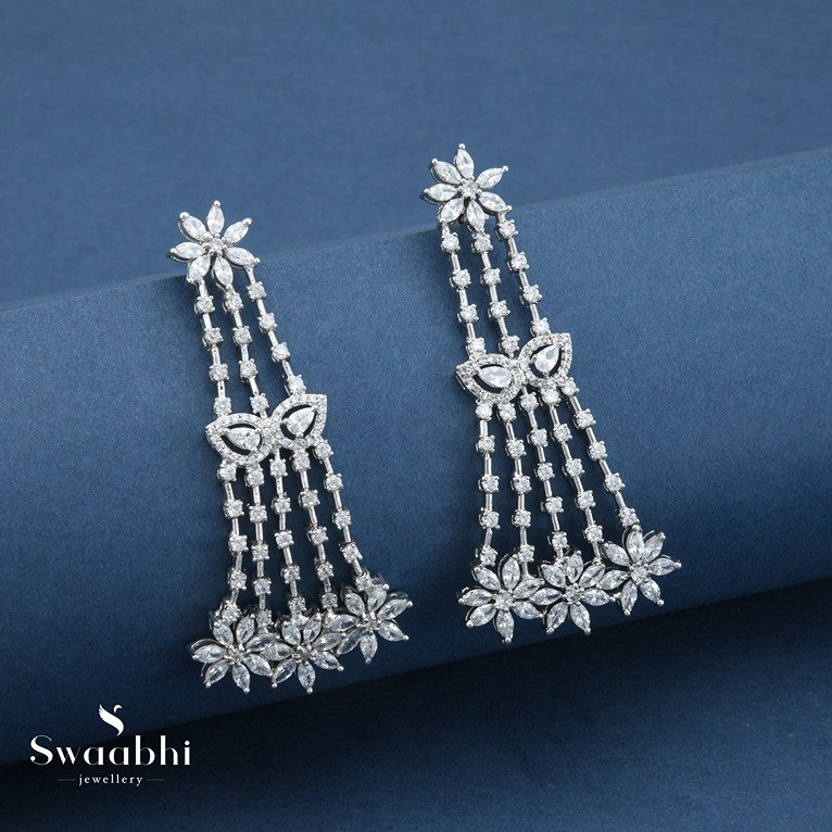 Sophia Delicate Nakshatra CZ Earrings - White Green | Cz earrings, Custom  earrings, Earrings