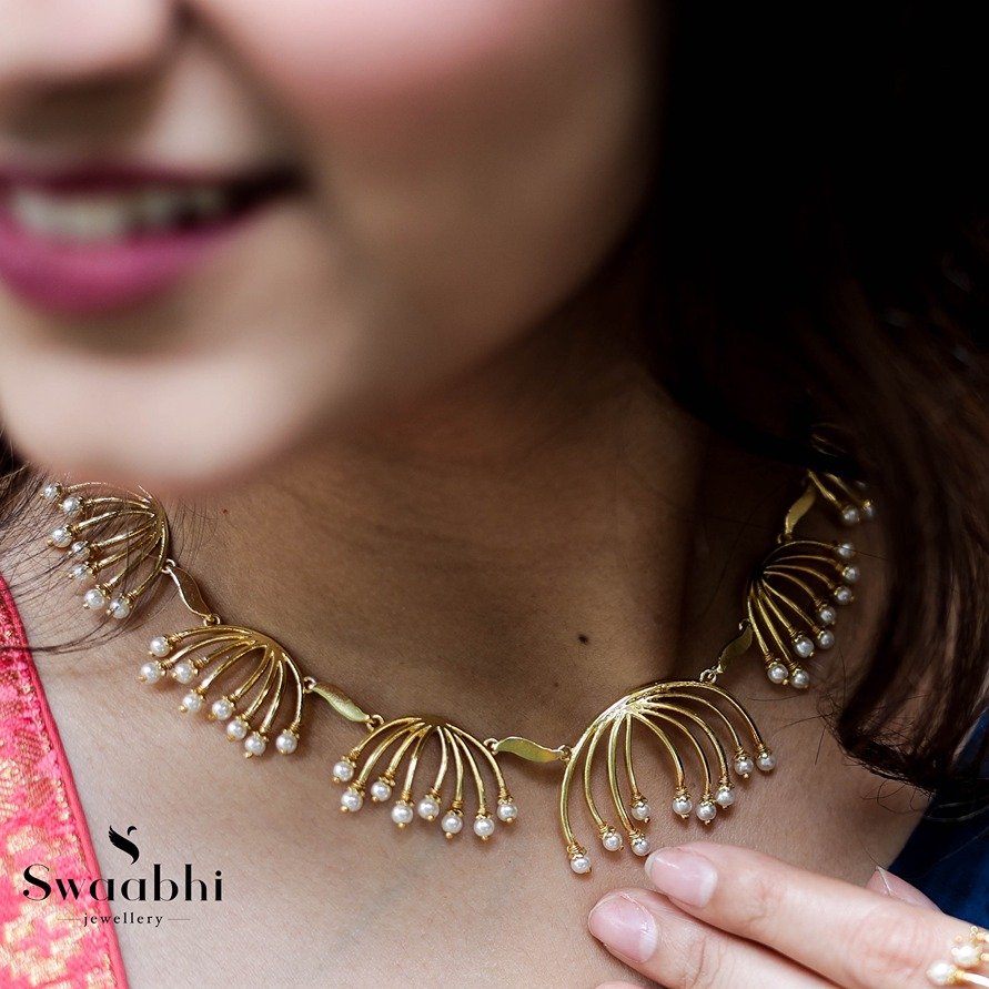 Lotus Pearl Necklace- Swaabhi