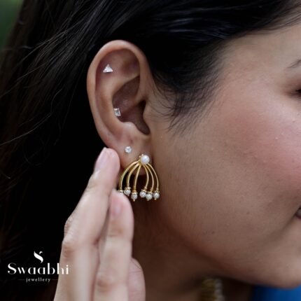 Lotus Pearl Stud Earrings- Swaabhi