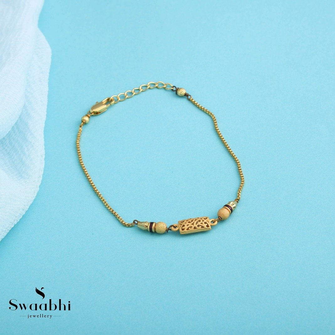 Rakhi - Golden Ball With Bead Gorgeous Design Gold Plated Bracelet - Style  B064 – Soni Fashion®