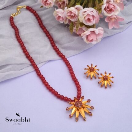 Big Maka Pink Necklace Set-Swaabhi