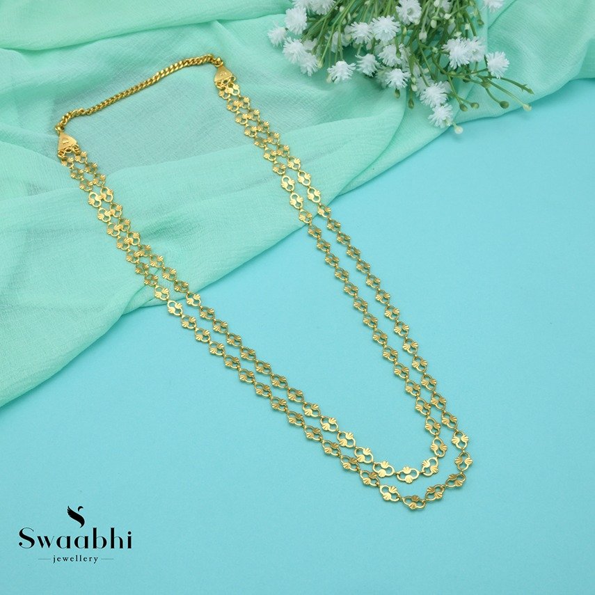Double-Line Diamond Necklace Set (White-Gold)- NEC30012302 – Dilan Jewels