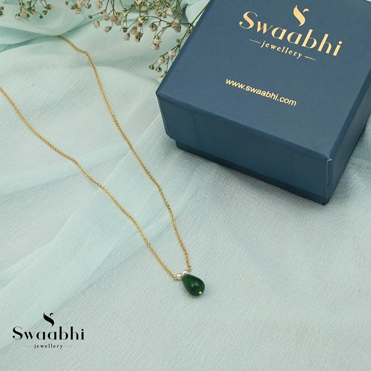 Green Drop Pearl Chain-Swaabhi-