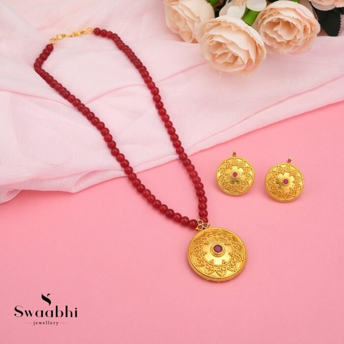 Ira Pink Necklace Set-Swaabhi