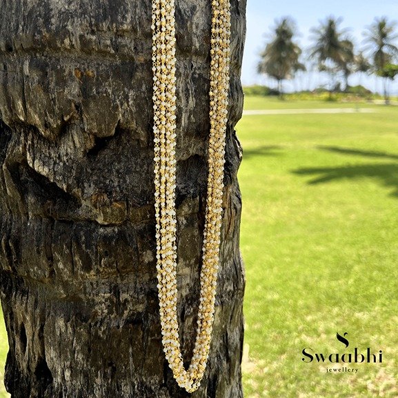 Pearl Gold Beads Line Necklace-Swaabhi 