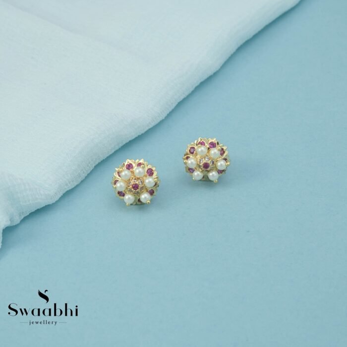 Flower Pearls Stud Earring-Swaabhi