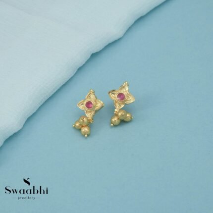 Mira Gold Stud Earrings-Swaabhi