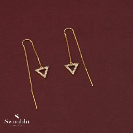 Sui Dhaaga Triangle CZ Earrings-Swaabhi