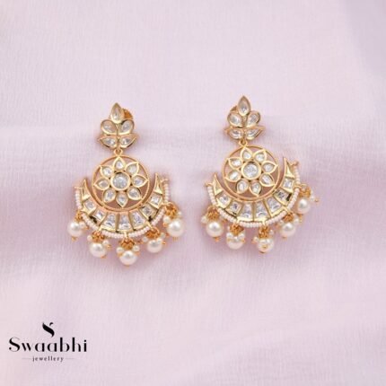 white Pearls Bali Earrings-Swaabhi