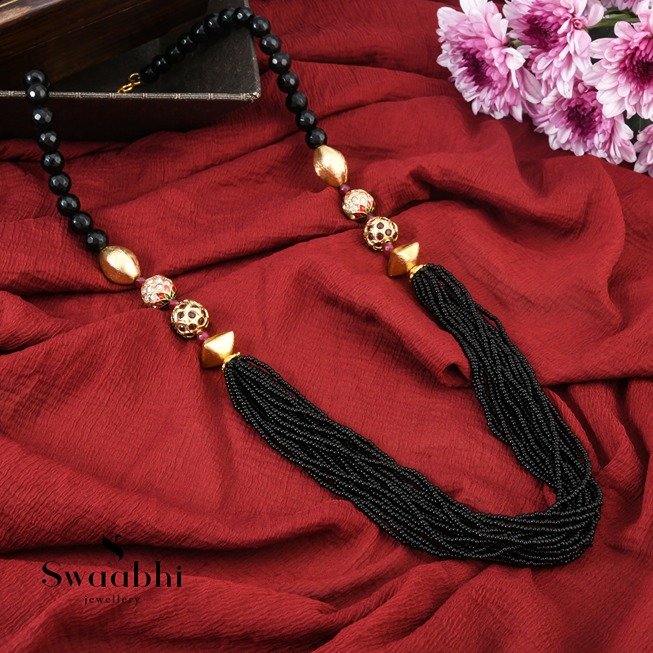 Black And Gold Multi Beads Necklace