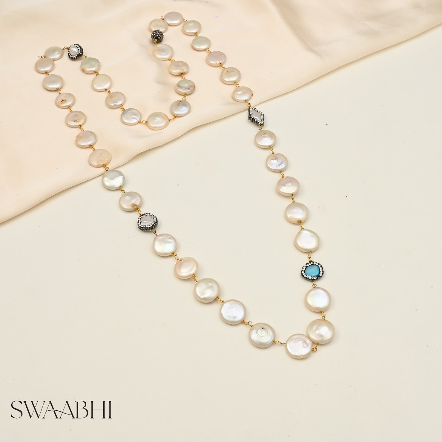 Coin Pearls Long Necklace