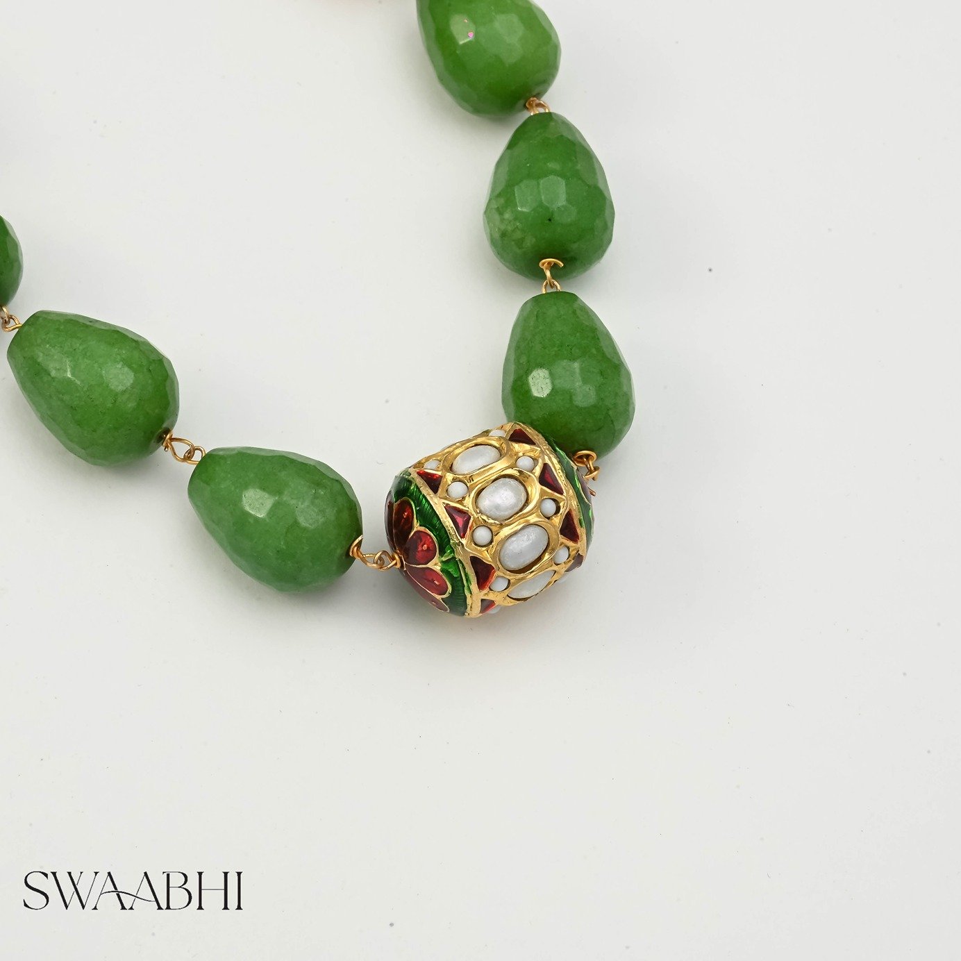 Striking Green Jade Bead Necklace