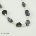 Elegant Grey Chalcedony And Pearls Necklace