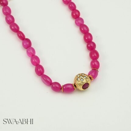 Pink Jade Bead Necklace