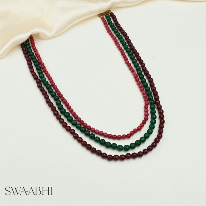 Red and Green Chalcedony Layered Necklace