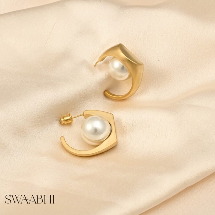 Statement Pearl Hoops Earrings