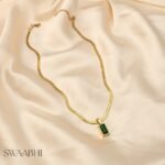 Snake Chain with Emerald Stone Pendant